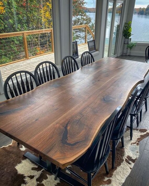 Live Edge Dining Table Live Edge Table Walnut Slab kitchen Table Walnut Dining Table Farmhouse Dining Table Solid American Black Walnut Etsy Canada