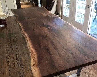 Solid american black walnut, Live edge dining table, Live edge kitchen table, Live edge table, Dining room table, İndustrial dining table,