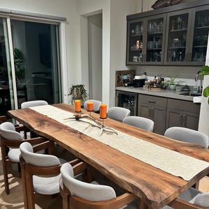 Handmade Live Edge Walnut Dining Table: Solid Wood Kitchen Island