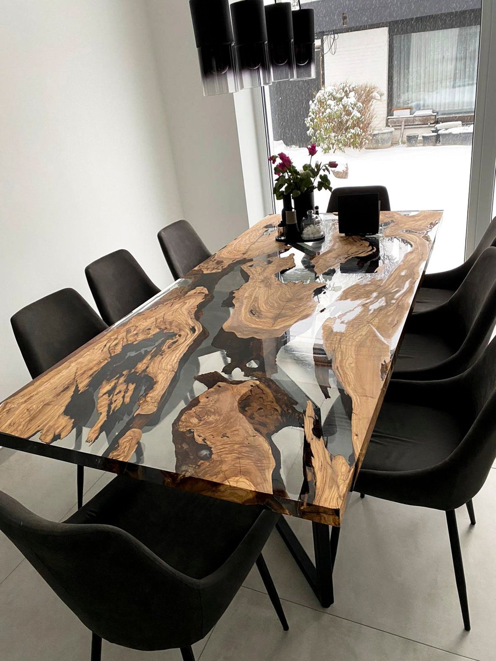 Epoxy Table Resin dining table Live edge epoksi table Etsy