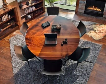 Round Table, Round Dining Table, Walnut Round Table, Walnut Table, Round Kitchen Table, Walnut Dining Table,