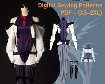 Cyberpunk Bodysuit & Jacket Pattern | 3-Piece Cosplay Set PDF (XS-2XL) | Sci-Fi Costume Sewing Video Tutorial