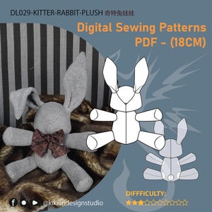 Kitter Rabbit - Modello di cucito per peluche / 2 in 1 snodato e fisso (PDF)