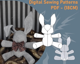 Kitter Rabbit Plush Sewing Pattern | 2-in-1 Jointed & Fixed (PDF)