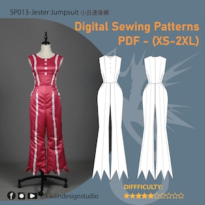 Jester Jumpsuit Pattern | Color Block Cosplay Outfit PDF (XS-2XL) | Dramatic Wide Leg & Instructions | Intermediate