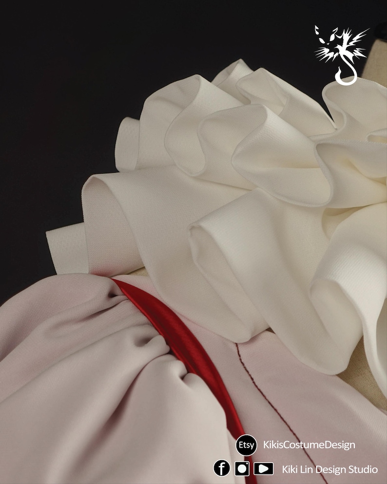 Dramatic Layered Ruffle Collar Pattern | Circus Pierrot Neck Ruff PDF (Free-Size) | Step-by-Step Graphic Instructions | Cosplay Accessory image 4