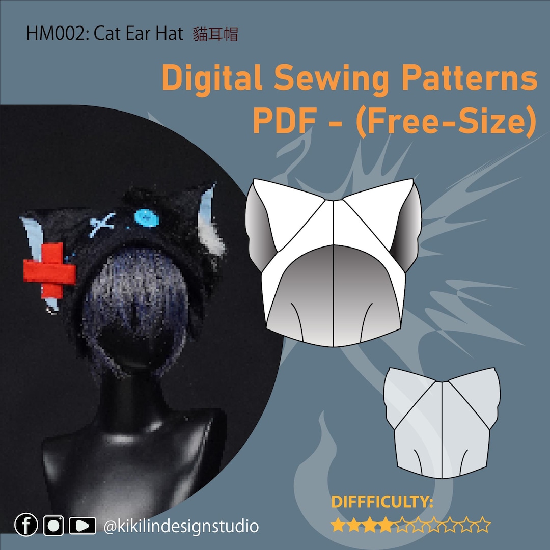 Cat Ear Hat Sewing Pattern | Furry Cosplay Accessory (PDF) - Etsy