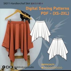 Handkerchief Skirt Sewing Pattern | Asymmetrical Hem Skirt PDF (XS-2XL) | 2 Style Variations | Witchy & Gothic Digital Pattern