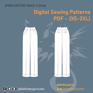 1920s Oxford Bags Sewing Pattern | Wide Leg Trousers PDF (XS-2XL)
