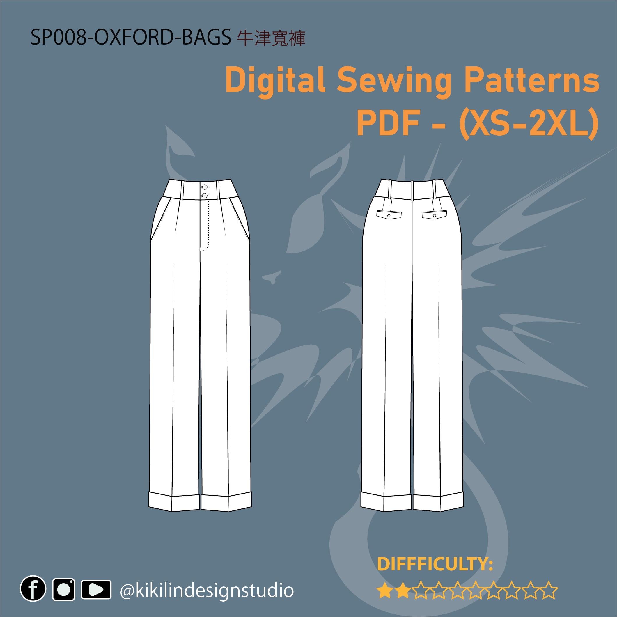 1920s Oxford Bags Sewing Pattern | Wide Leg Trousers PDF (XS-2XL) - Etsy
