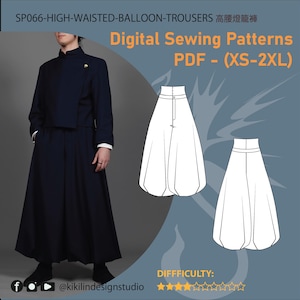 Geto Cosplay Sewing Pattern | Asymmetrical Jacket & Balloon Trousers ...