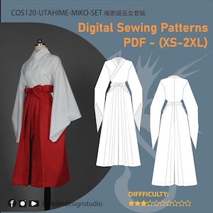 Utahime Miko Costume Sewing Pattern | Hakama Kosode (PDF Pattern)