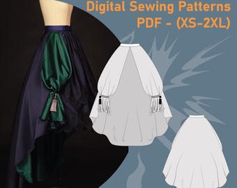 Digital Sewing Pattern | Waterfall Drape Skirt (Sizes XS–2XL) | Video Tutorial Included