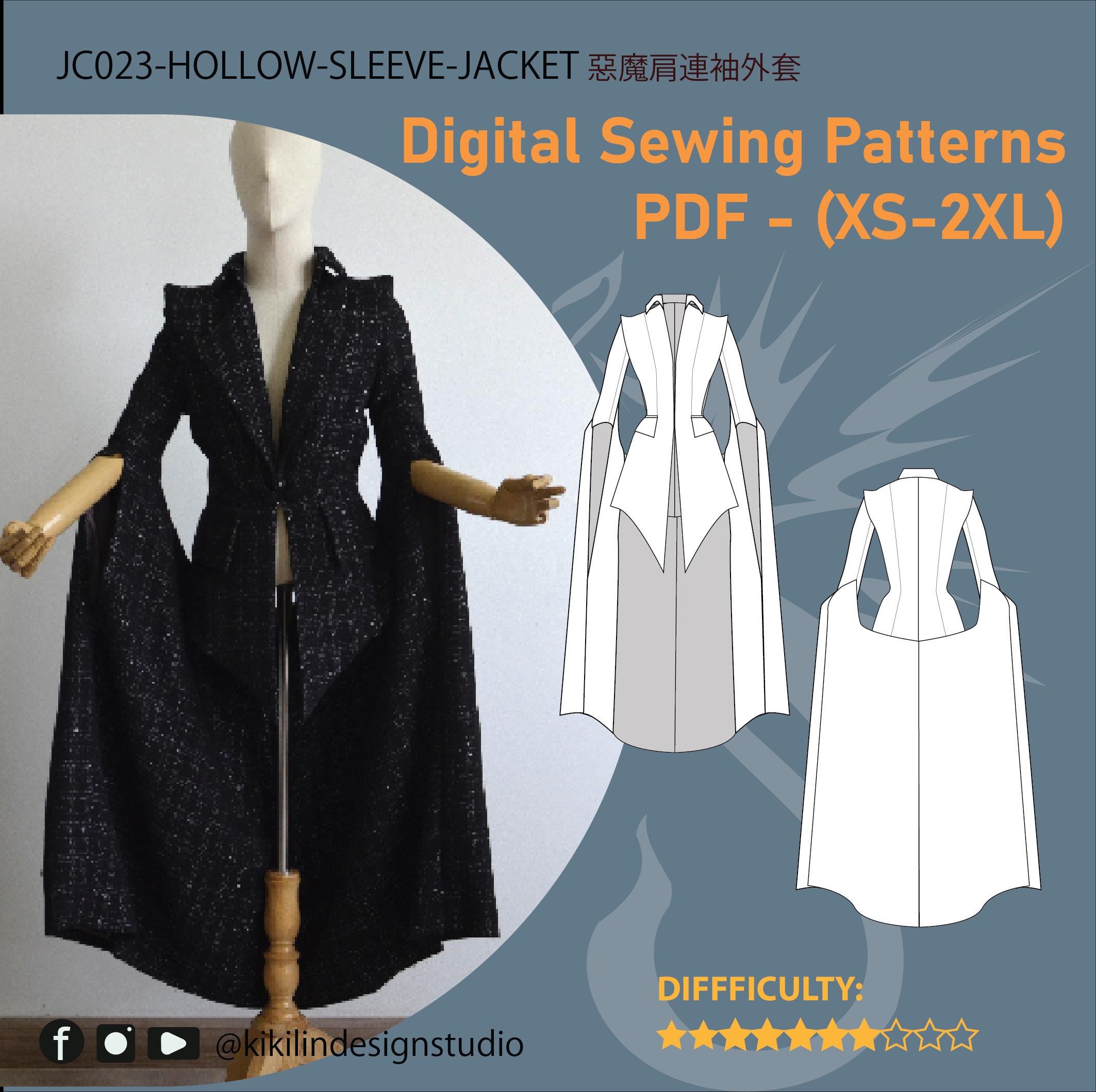 Gothic Jacket Sewing Pattern | Flared Cape Sleeves (PDF XS-2XL) - Etsy
