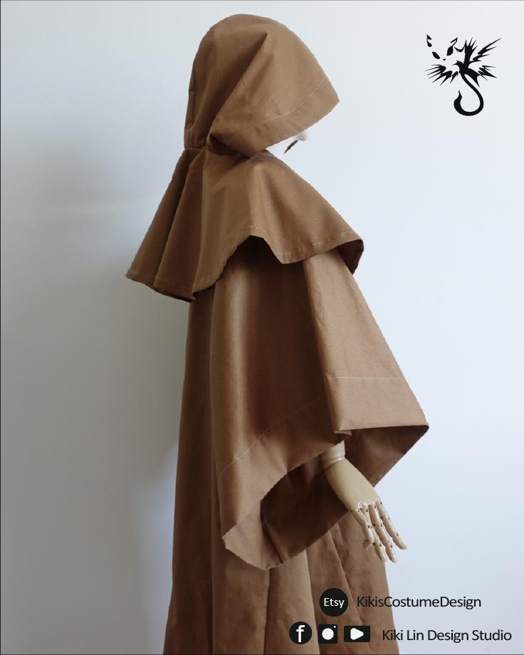 Medieval Robe Sewing Pattern | Monk Cloak With Hood & Cape FREE SIZE ...