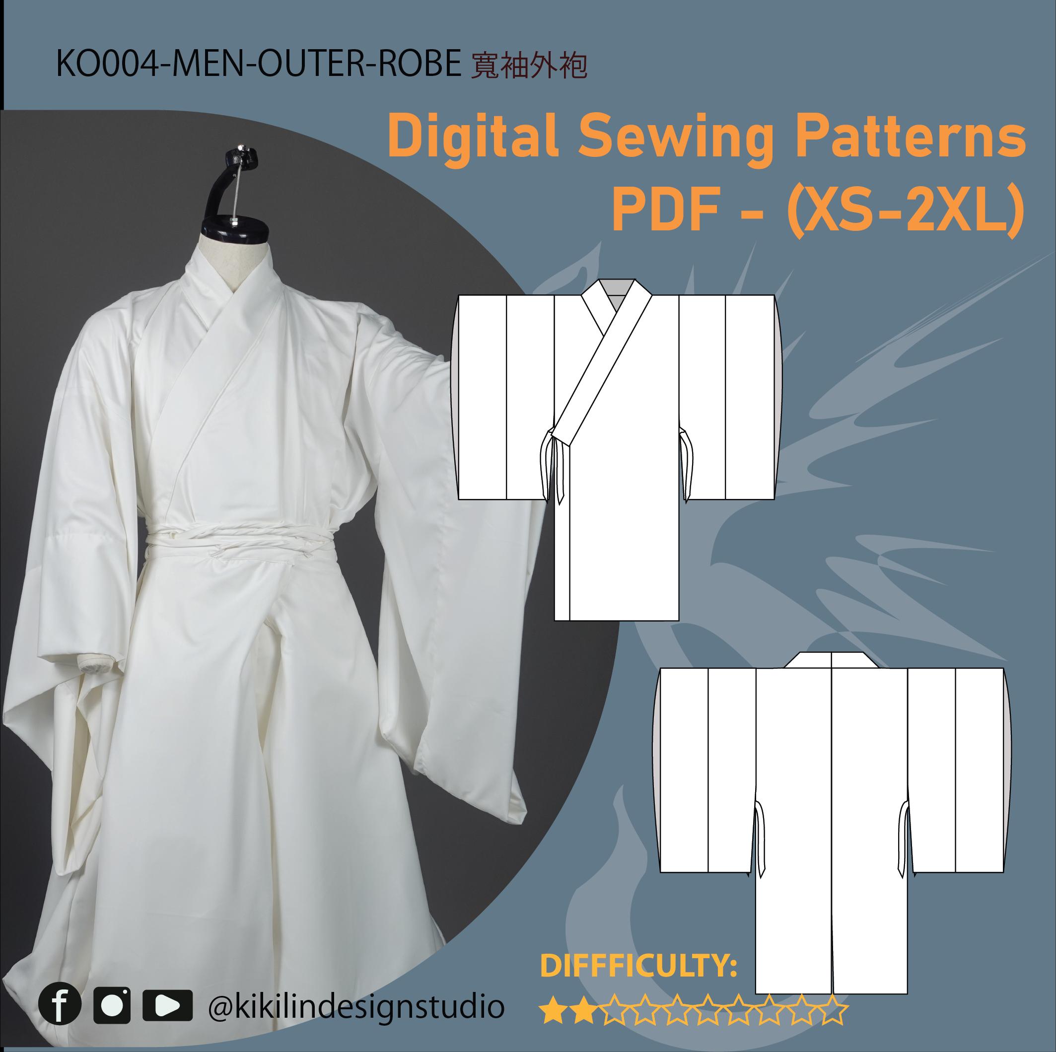 Cosplay Robe Patterns Anime Cosplay Sewing Pattern | Pleated Vest, Hakama & Robe (XS-2XL ...