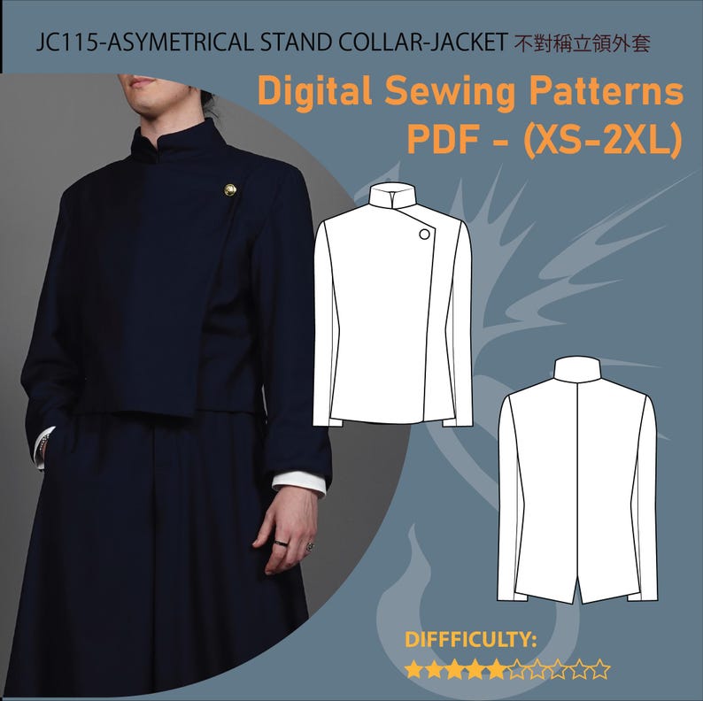 Geto Cosplay Sewing Pattern | Asymmetrical Jacket & Balloon Trousers ...