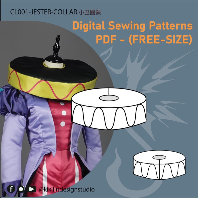 Jester Hat & Collar Sewing Pattern Set | Fizzarolli Cosplay Accessories ...