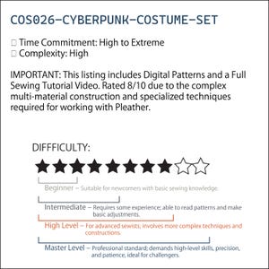Cyberpunk Bodysuit & Jacket Pattern | 3-Piece Cosplay Set PDF (XS-2XL) | Sci-Fi Costume Sewing Video Tutorial image 2