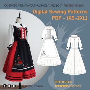 Alsace Dress Cosplay Sewing Pattern | Spice and Wolf Outfit (PDF XS-2XL)