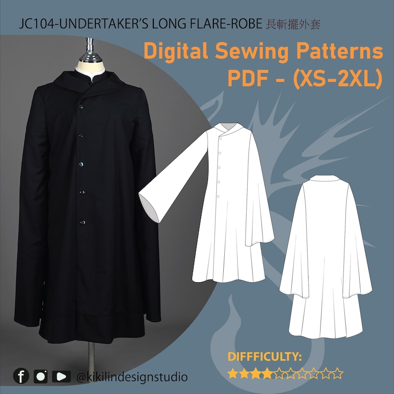 Undertaker Pattern Undertaker Cosplay Sewing Pattern Set | Gothic Robe, Top, Hat (PDF) - Etsy