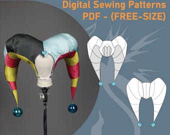 Jester Hat and Wheel Collar Pattern Set | Dramatic Horns & Structured Neck Ruff PDF | Video Tutorials Included | Cosplay Inspired | A4nA0