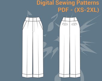 Digital Sewing Pattern | Oxford Bags (Sizes XS-2XL)