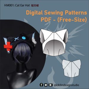 Digital Sewing Pattern | Cat Ear Hat (Free Size) | With Graphic Sewing Instructions