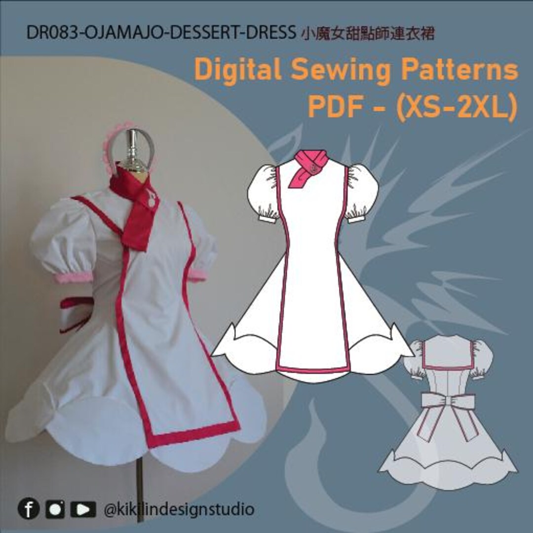 Ojamajo Doremi Dessert Dress Sewing Pattern | Hana-chan Cosplay (PDF XS ...