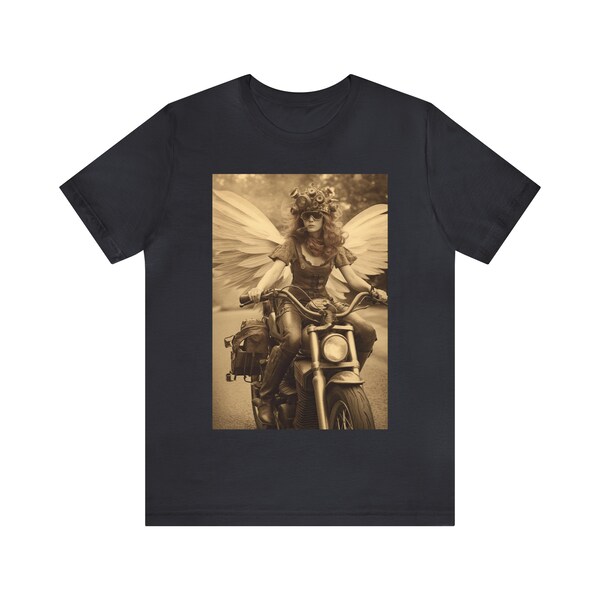 Steampunk Motorcycle Sunglasses Fairy Chick Unisex Jersey Short Sleeve Tee