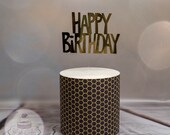 Black and Gold Glitter Effect Cake Wrap, Balloons or Honeycomb