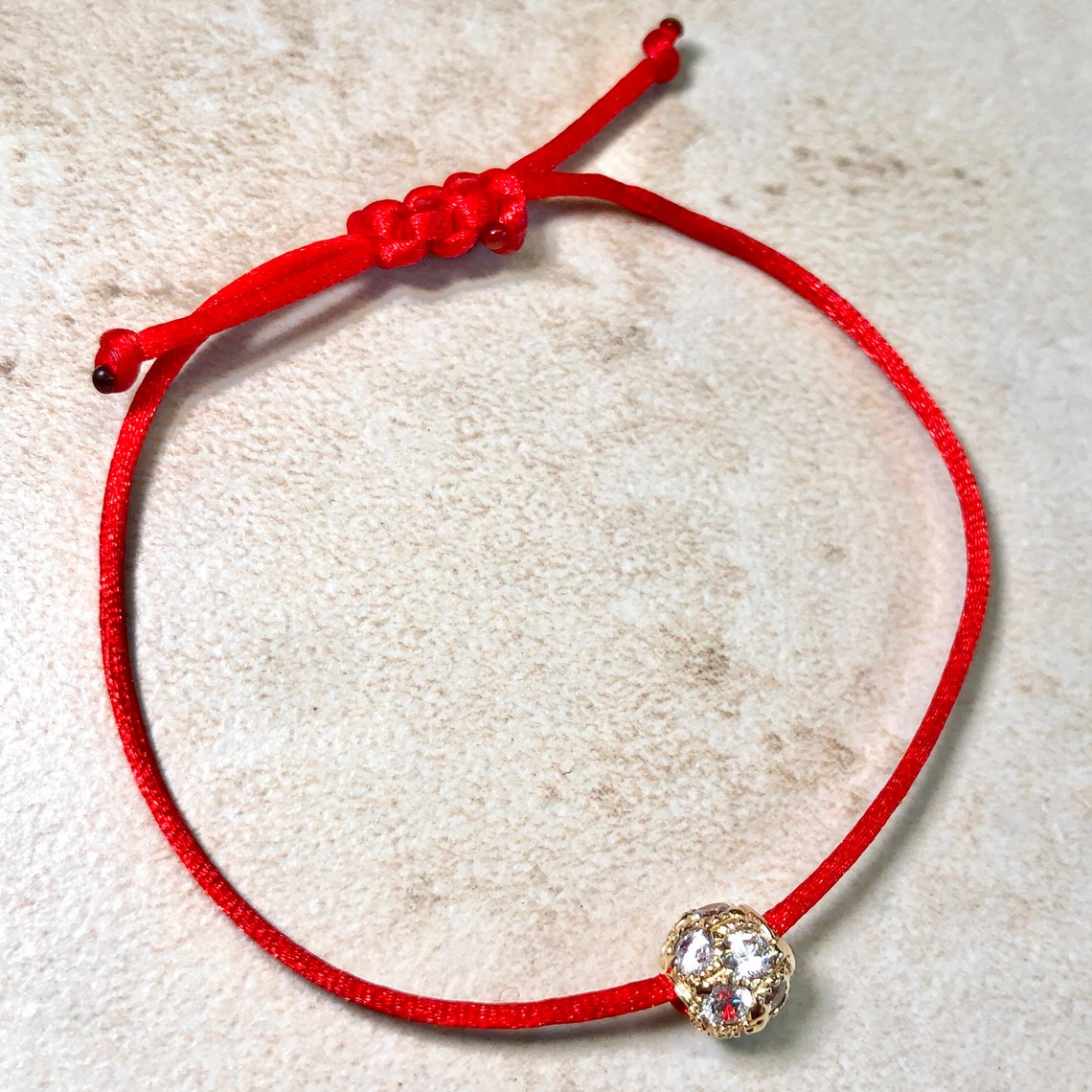 Gold Bead Bracelet Red String Bracelet 14k Gold Beaded Etsy