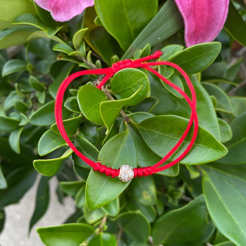 Gold Bead Bracelet Red String Bracelet 14k Gold Beaded Etsy