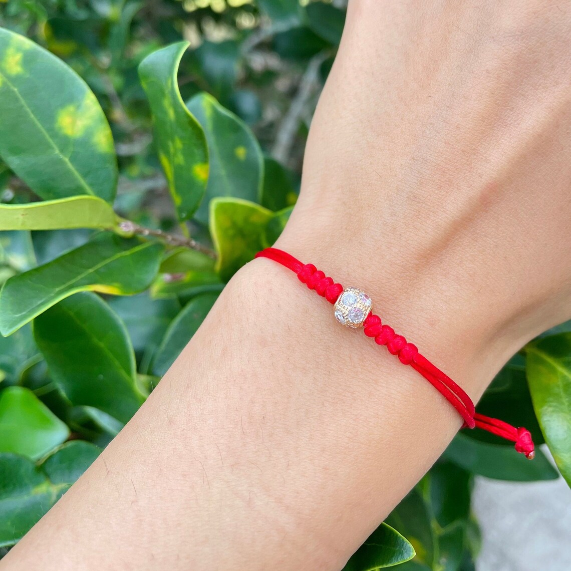 Gold Bead Bracelet Red String Bracelet 14k Gold Beaded Etsy