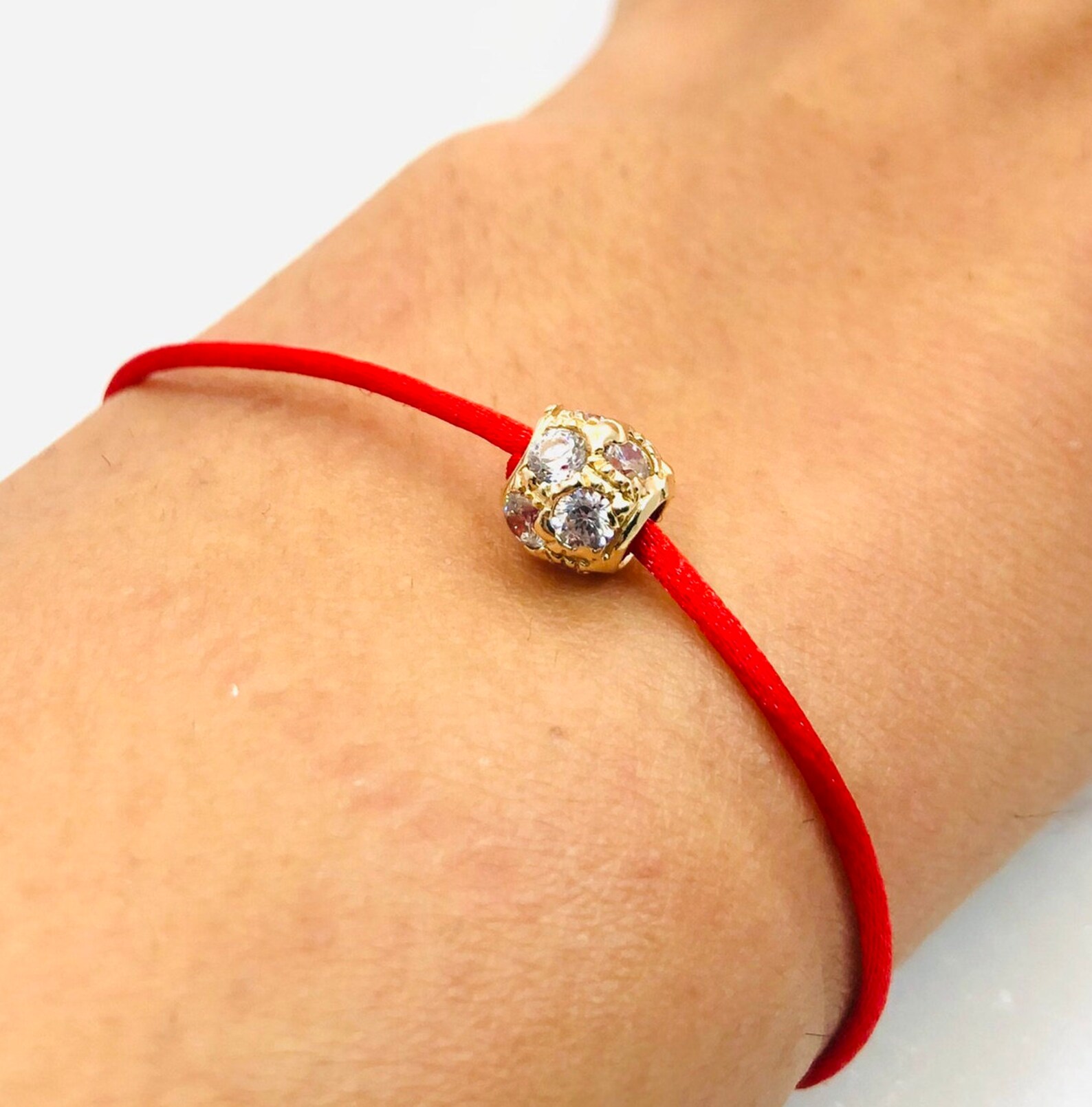 Gold Bead Bracelet Red String Bracelet 14k Gold Beaded Etsy