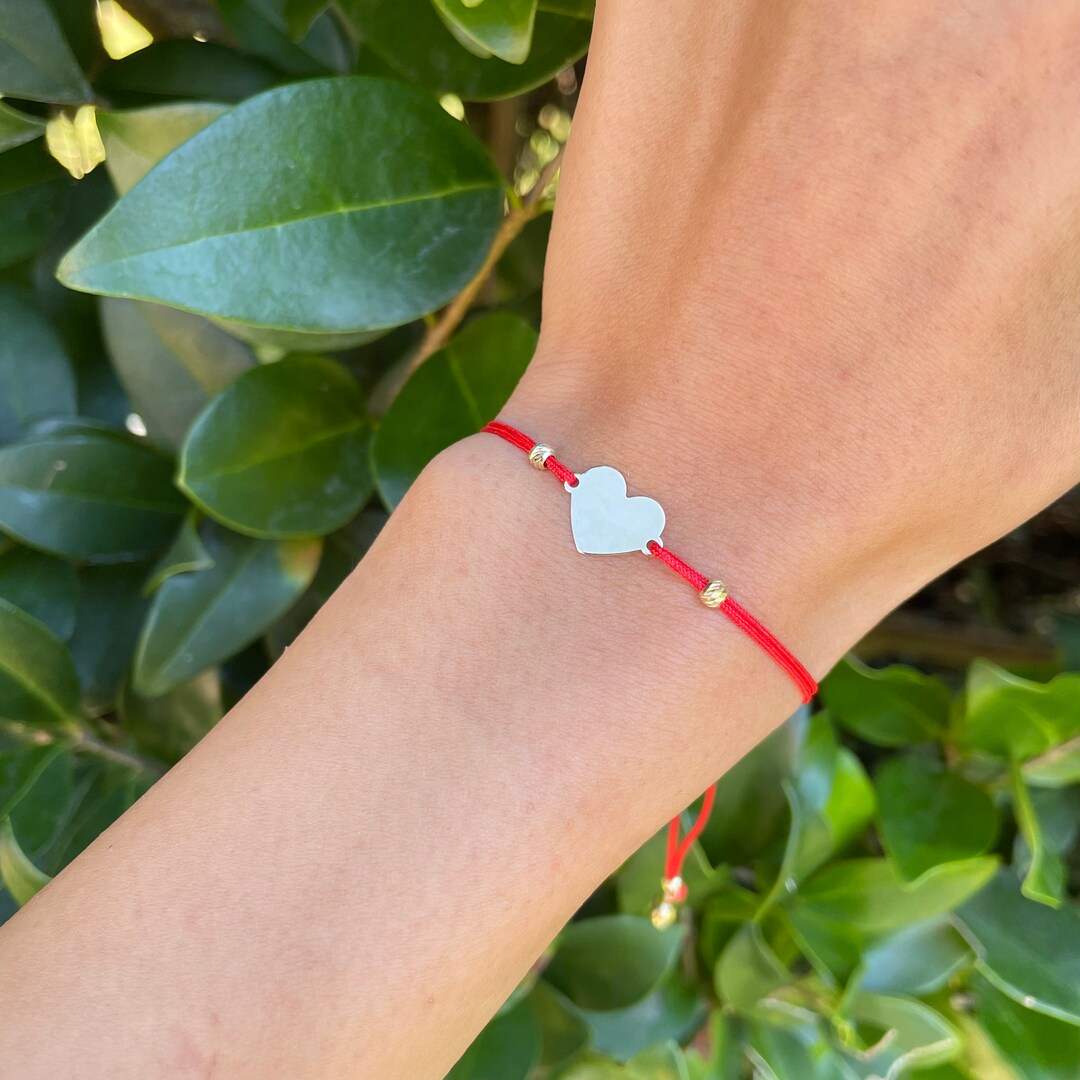 Heart Bracelet 14k Gold Bracelet Thread Bracelet Bridal Etsy