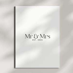 Mr & Mrs Est 2025 | Modern minimalist luxury greeting card for Wedding, Engagement and Congratulations