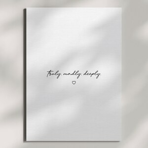 Truly Madly Deeply | Modern minimalist luxury greeting card for Anniversary, Love and Valentine’s Day | Luxe linen