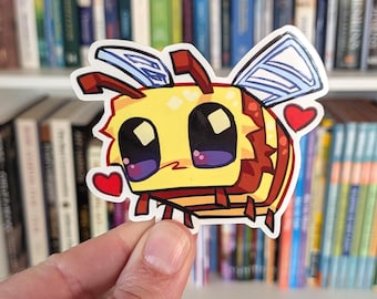 Pixel Honey Bee Vinyl Sticker, Minecraft-Inspired Waterproof Decal for Laptop, Car, Water Bottle
