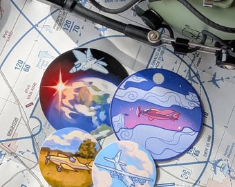 Aviation Stickers, Pilot Gift, Sticker Pack of Waterproof Stickers