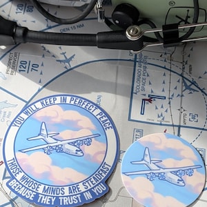 C-130 Airplane Vinyl Sticker, Aviation Decal, Bible Verse