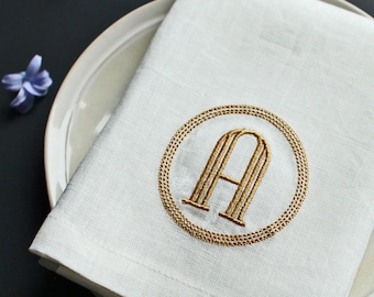 Embroidered Napkins | Letter Monogrammed Napkins | Dinner Napkins | Wedding Napkins | Personalized Napkins | Anniversary Napkins | Gift