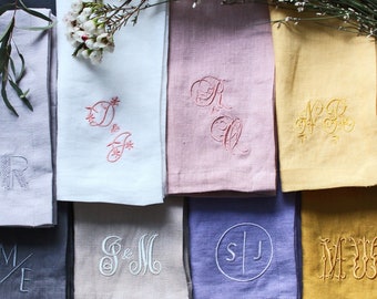 Embroidered Napkins | Letter Monogrammed Napkins | Dinner Napkins | Wedding Napkins | Personalized Napkins | Anniversary Napkins | Gift