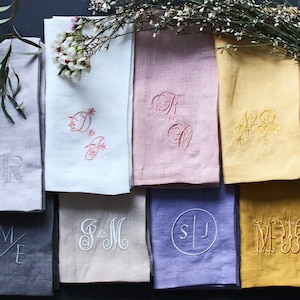 Embroidered Napkins | Letter Monogrammed Napkins | Dinner Napkins | Wedding Napkins | Personalized Napkins | Anniversary Napkins | Gift