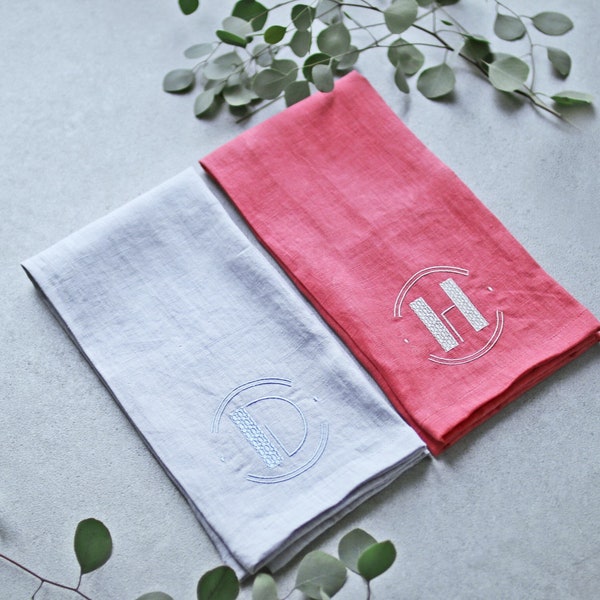 Linen Embroidery Tea Towel, Natural linen Dishcloths, Linen kitchen towel, Soft linen towel, Linen kitchen gift towel, Eco Tea towel Gift