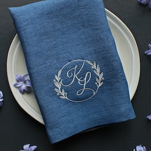Servilletas bordadas / Servilletas con monogramas de letras / Servilletas para cena / Servilletas para bodas / Servilletas personalizadas / Servilletas de aniversario / Regalo