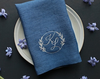 Embroidered Napkins | Letter Monogrammed Napkins | Dinner Napkins | Wedding Napkins | Personalized Napkins | Anniversary Napkins | Gift