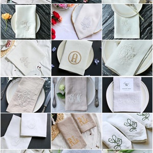 Embroidered Napkins Monogrammed Napkins Dinner Napkins Wedding Napkins Personalized Napkins Anniversary Napkins Special Occasion image 3