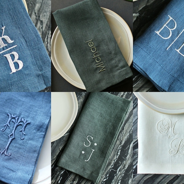 Bestickte Servietten | Servietten mit Monogramm | Dinner Servietten | Hochzeit Servietten | Personalisierte Servietten | Jubiläum Servietten | Besondere Anlässe