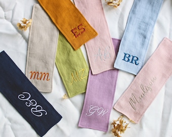Linen Embroidery Bookmark, Monogram Bookmark, Personalized Bookmark, Gift Bookmark, Gift for Reader